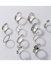 Fashion Silver Alloy Skeleton Fat Geometric Ring Set