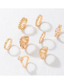 Fashion Gold Metal Inlaid Diamond Geometric Ring Set