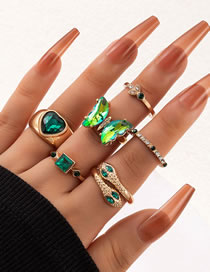 Fashion 13# Alloy Inlaid Diamond Butterfly Snake Ring Set