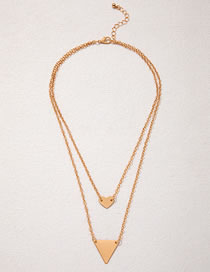 Fashion Gold Alloy Geometric Love Triangle Dual -layer Necklace