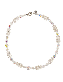 Fashion White Crystal Beaded Bear Necklace