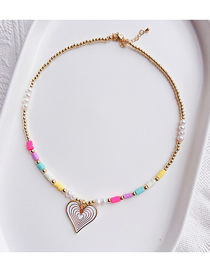 Fashion 3# Rainbow Soft Pottery Gold Beads Beads Love Necklace
