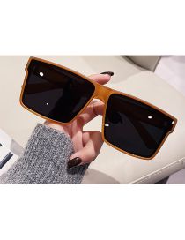 Fashion Frosted Brown Tea Pc Square Large Frame Sunglasses
