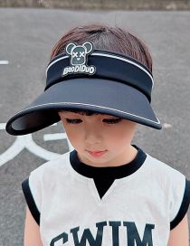 Fashion Black Cartoon Bear Big Eaves Empty Top Children's Sun Hat