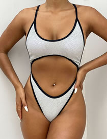Fashion Silver Polyester Hollow Conjoined Swimsuit