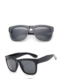 Fashion Bright Black Ac Square Frame Sunglasses