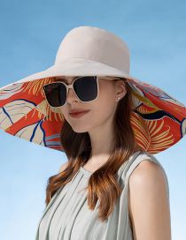 Fashion Double Sided - Beige Cotton Print Sun Hat With Large Brim