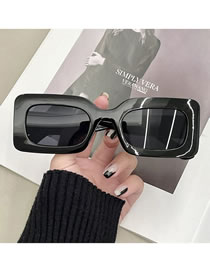 Fashion Black Frame Black Gray Film Ac Square Sunglasses