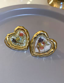 Fashion 56#golden Folded Heart Metal Crinkled Heart Stud Earrings