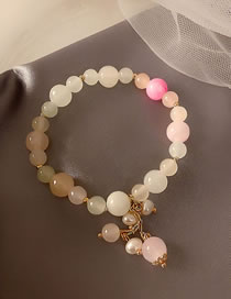 Fashion White Strawberry Crystal Beaded Stretch Bracelet