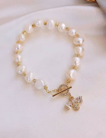 Fashion 3-bee-bracelet Geometric Pearl Bead And Diamond Bee Bracelet