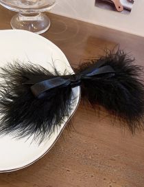 Fashion 16#duckbill Clip-black Bow Feather Geometric Feather Barrette