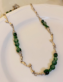 Fashion 2# Necklace - Green Agate Copper Geometric Beaded Necklace