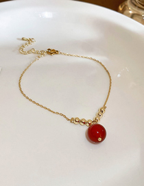 Fashion 20# Bracelet - Red Beads - Agate Pure Copper Geometric Ball Bracelet