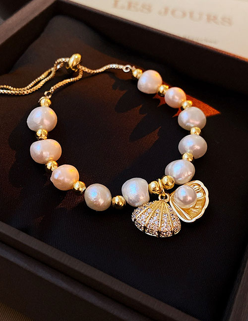 Fashion 29# Bracelet - Golden Pearl Shell Geometric Beaded Bracelet
