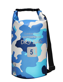 Fashion Camouflage Blue 15l [single Shoulder] Pvc Backpack Rafting Swimming Bag