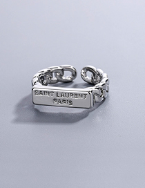 Fashion Silver Pure Copper Alphabet Open Ring