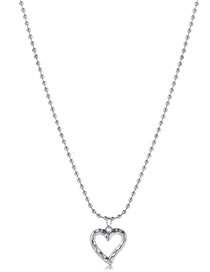 Fashion Silver Titanium Steel Hollow Heart Necklace