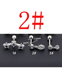 Fashion 2# Silver Silver And Diamond Geometric Piercing Stud Earrings