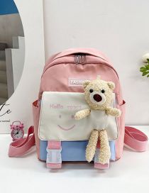 Fashion Pink Oxford Cloth Cartoon Bear Large Capacity Backpack