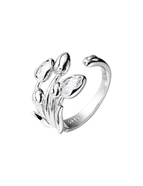 Fashion Silver Zirconia Tulip Open Ring In Copper
