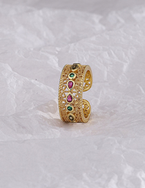 Fashion Gold Copper And Diamond Hollow Lace Ring