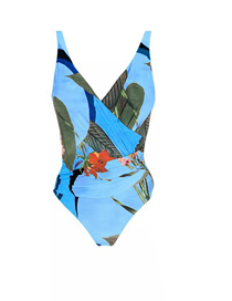 Fashion One Piece Bikini Polyester Printed V-neck Swimsuit