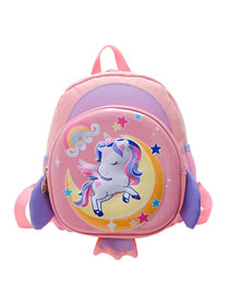Fashion Light Pink Nylon Cartoon Large Capacity Backpack