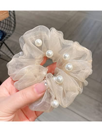 Fashion Cream Color Organza Beaded Ruched Scrunchie