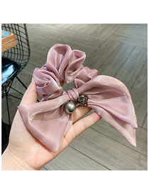Fashion Lotus Color Fabric Diamond Pearl Bow Ruffle Hair Tie