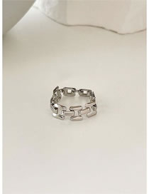 Fashion Ring Silver Metal Geometric Strap Ring