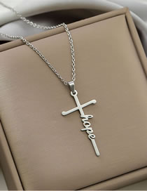 Fashion Steel Color-hope Titanium Steel Cross Alphabet Necklace