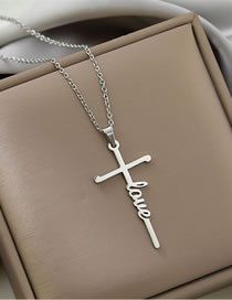 Fashion Steel Color-love Titanium Steel Cross Alphabet Necklace