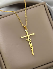 Fashion Golden-grace Titanium Steel Cross Alphabet Necklace