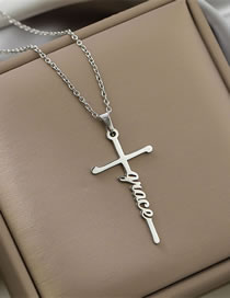 Fashion Steel Color-grace Titanium Steel Cross Alphabet Necklace