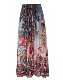 Fashion Long Skirt Polyester Print Pleated Skirt
