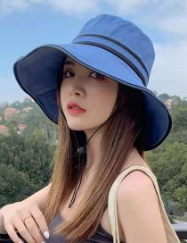 Fashion Blue Striped Sunscreen Bucket Hat