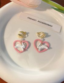 Fashion A Pair Of Ear Clips (triangular Clips) Alloy Hollow Heart Rabbit Ear Clip Earrings