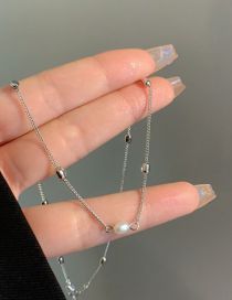 Fashion Silver Alloy Geometric Oval Bead Necklace