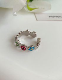 Fashion A Flower Ring Alloy Drip Flower Open Ring