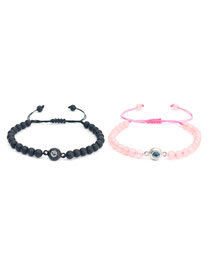Fashion 100 Languages Matte Black Plus Crystal Powder Pair Pair Of Projection Frosted Beaded Bracelets