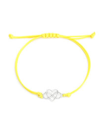 Fashion 8-character Love Bright Yellow Wax Rope Alloy Hollow Heart 8 Character Hair Rope