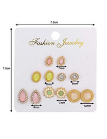 Fashion 2# Alloy Diamond Drop Geometric Earring Set