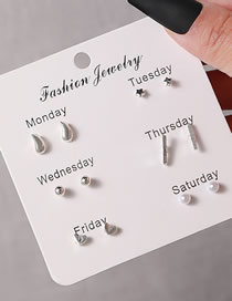 Fashion 17# Alloy Geometric Drop-shaped Five-pointed Star Pearl Earring Set