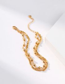 Fashion Gold Gold Plated Copper Double Layer Transfer Bead Chain Anklet