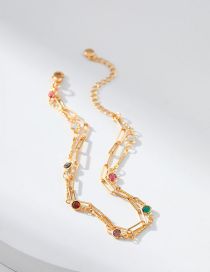 Fashion Gold Copper Diamond Geometric Chain Anklet