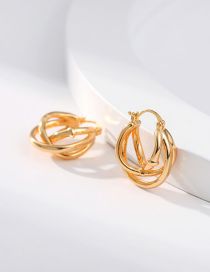 Fashion Gold Gold-plated Copper Multi-layer Crossover Earrings