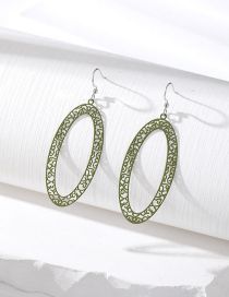 Fashion Grass Green Oval Metal Cutout Oval Earrings