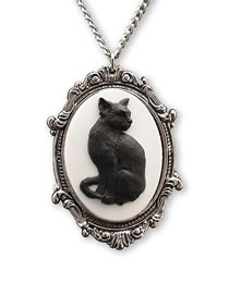 Fashion 1# Metal Oval Black Cat Necklace