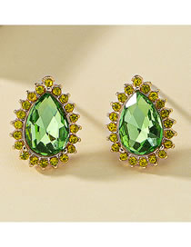Fashion Light Green Alloy Drop Crystal Stud Earrings